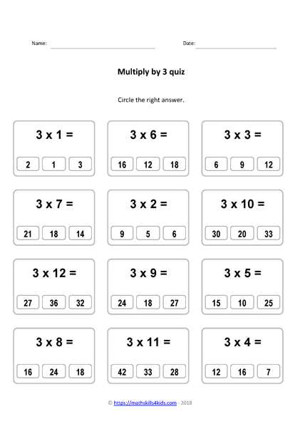 times 3 worksheets