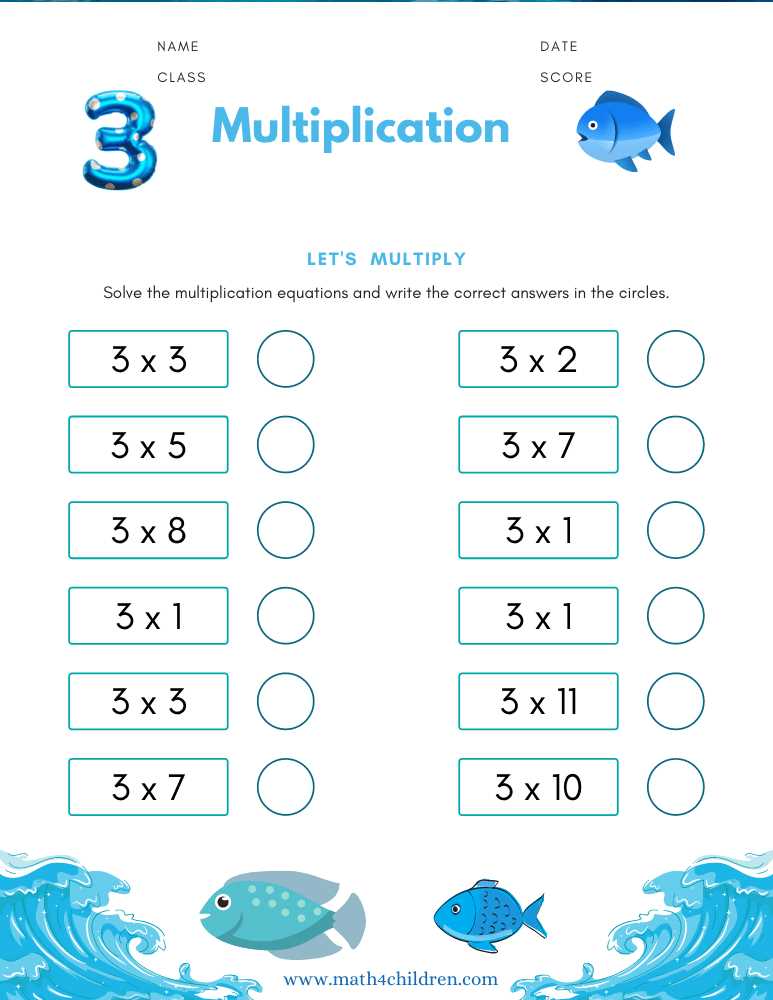 times table worksheets for 3rd graders