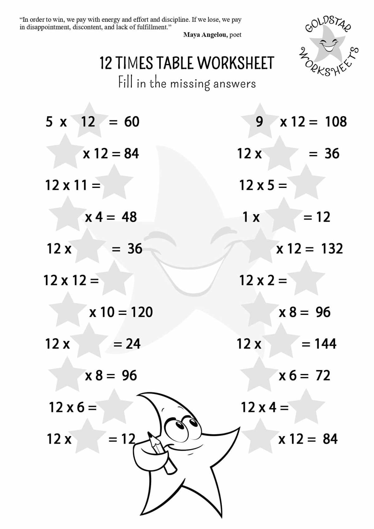 times table worksheets for 3rd graders