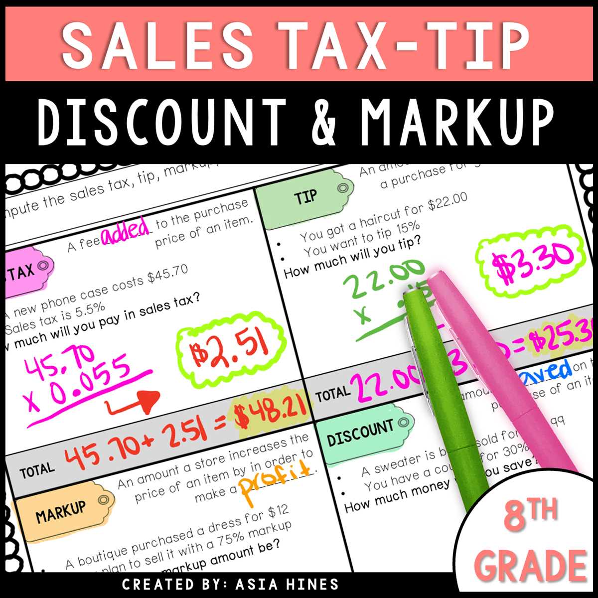 tip tax discount worksheet