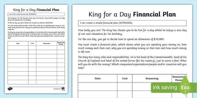 financial planning worksheet