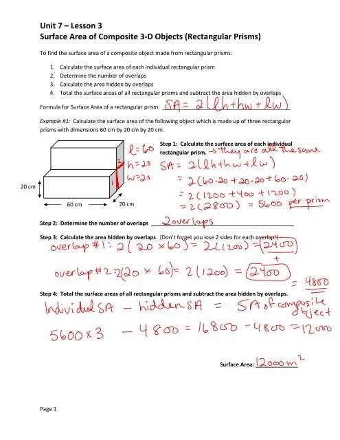 composite shapes surface area worksheet