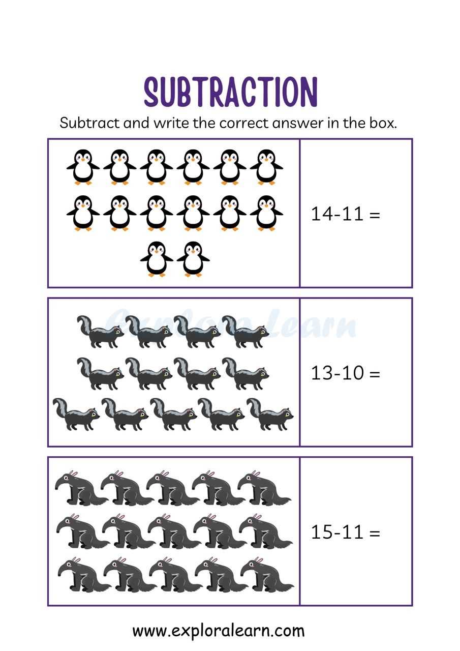 counting on to subtract worksheet