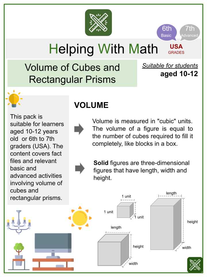 volume of rectangular prisms worksheets