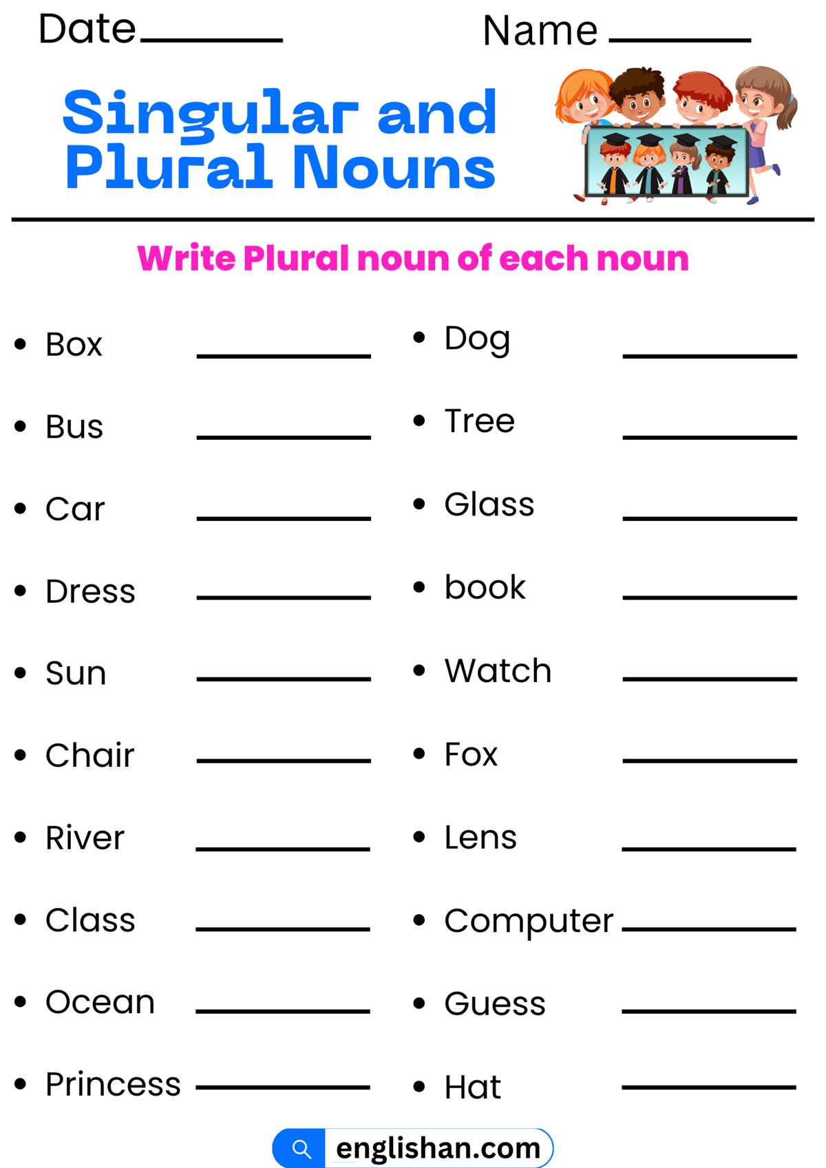 singular plural worksheet