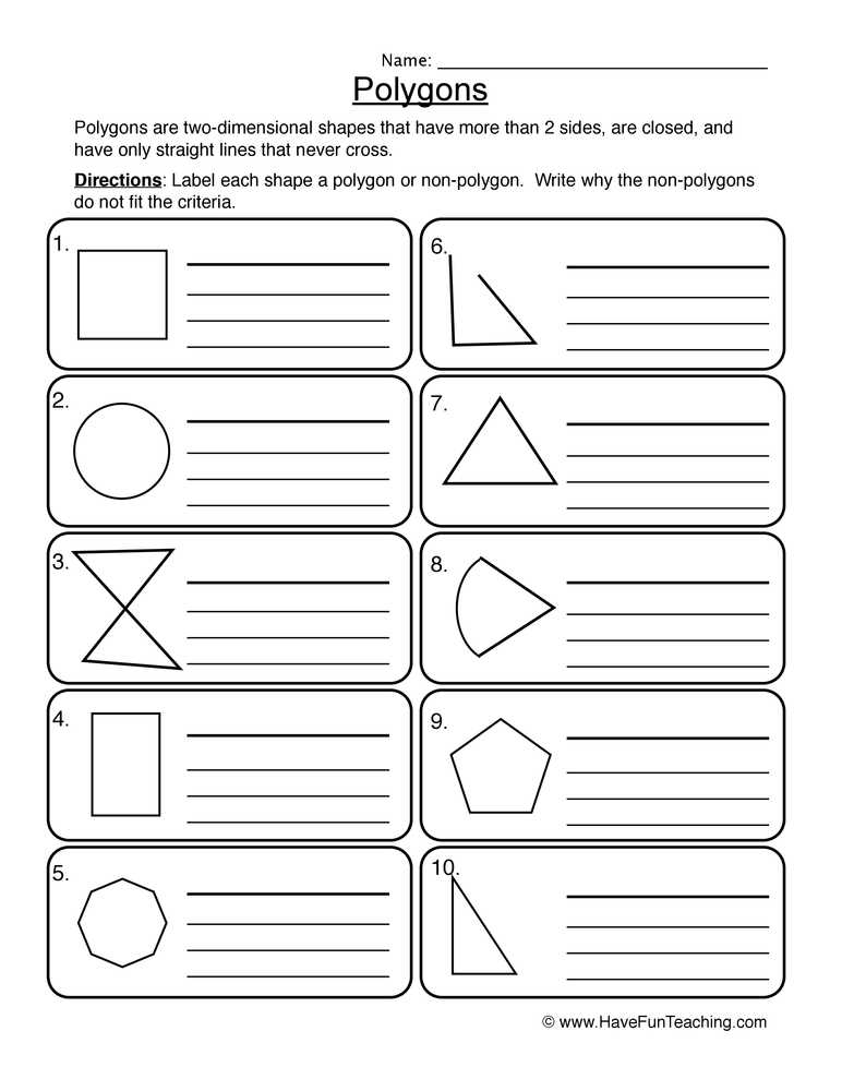 polygons worksheet