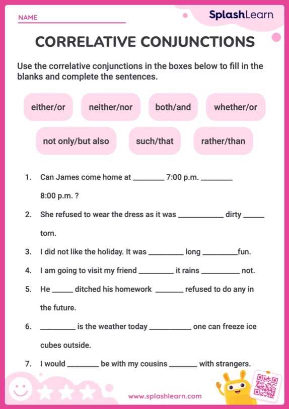 conjunction worksheets grade 1
