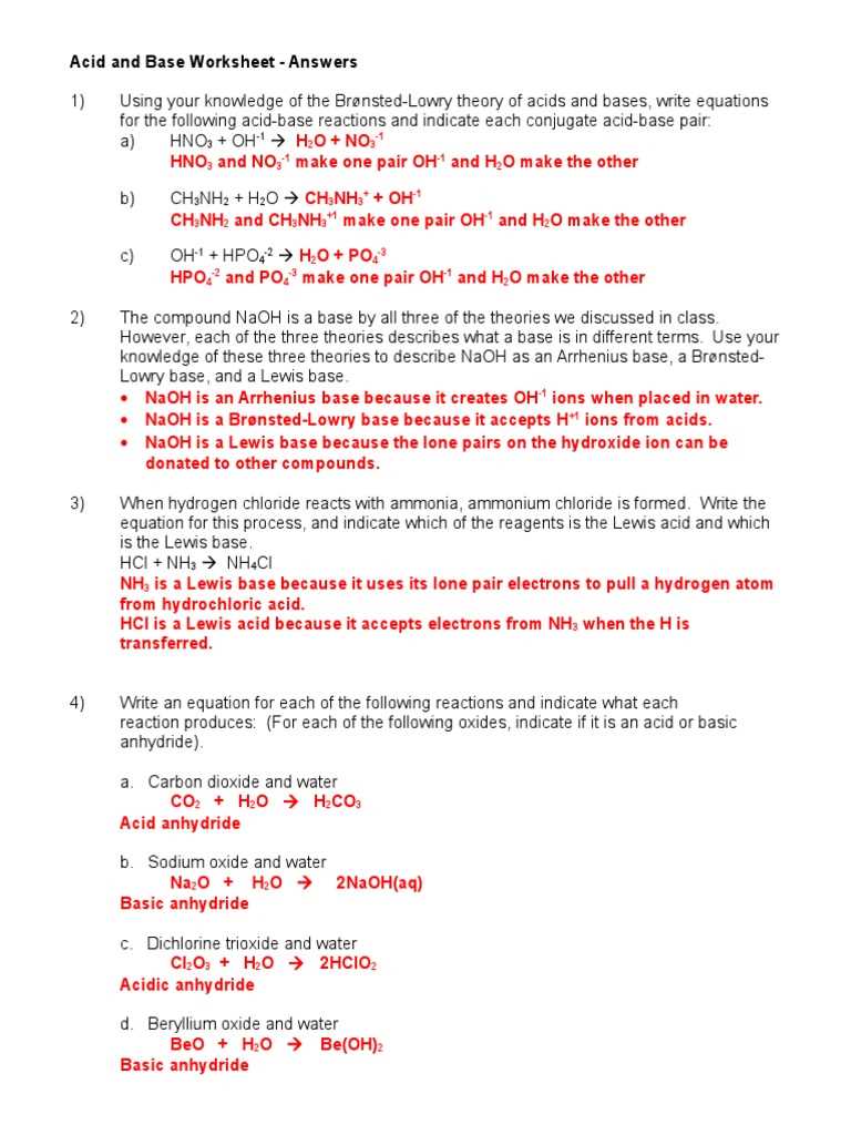 conjugate acid base pairs worksheet key
