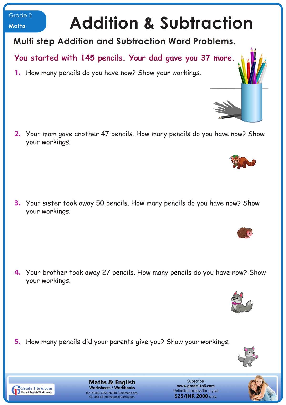 math word problem worksheets