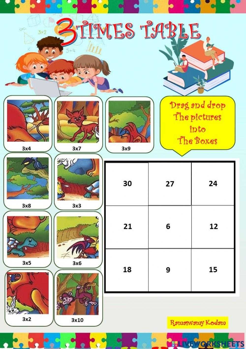 worksheet 3 times tables