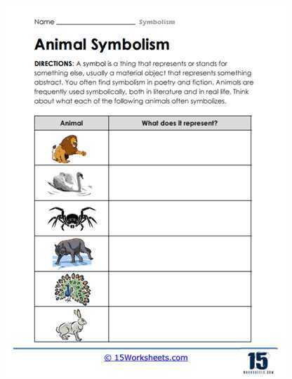 common symbols in literature worksheet