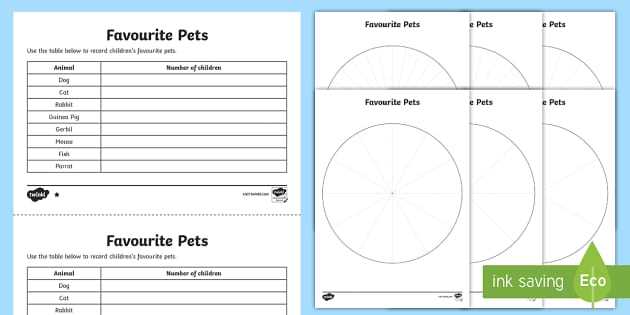 data handling pie chart worksheets