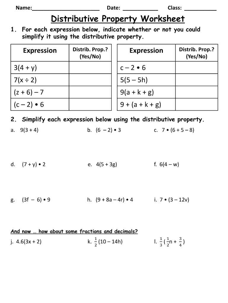 distribute worksheet