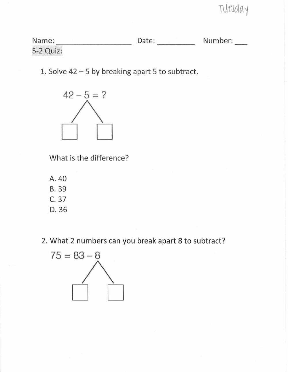 break apart ones to add worksheet