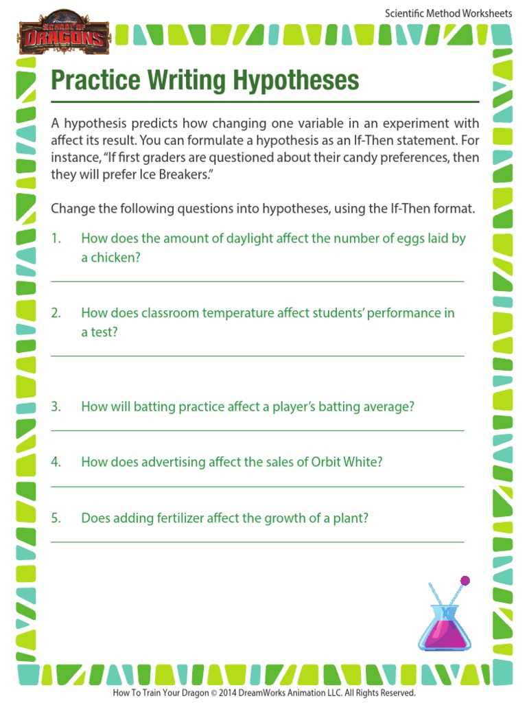 developing a hypothesis worksheet