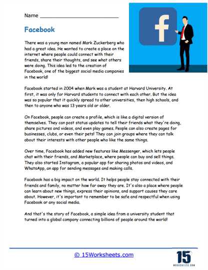 facebook worksheets for students