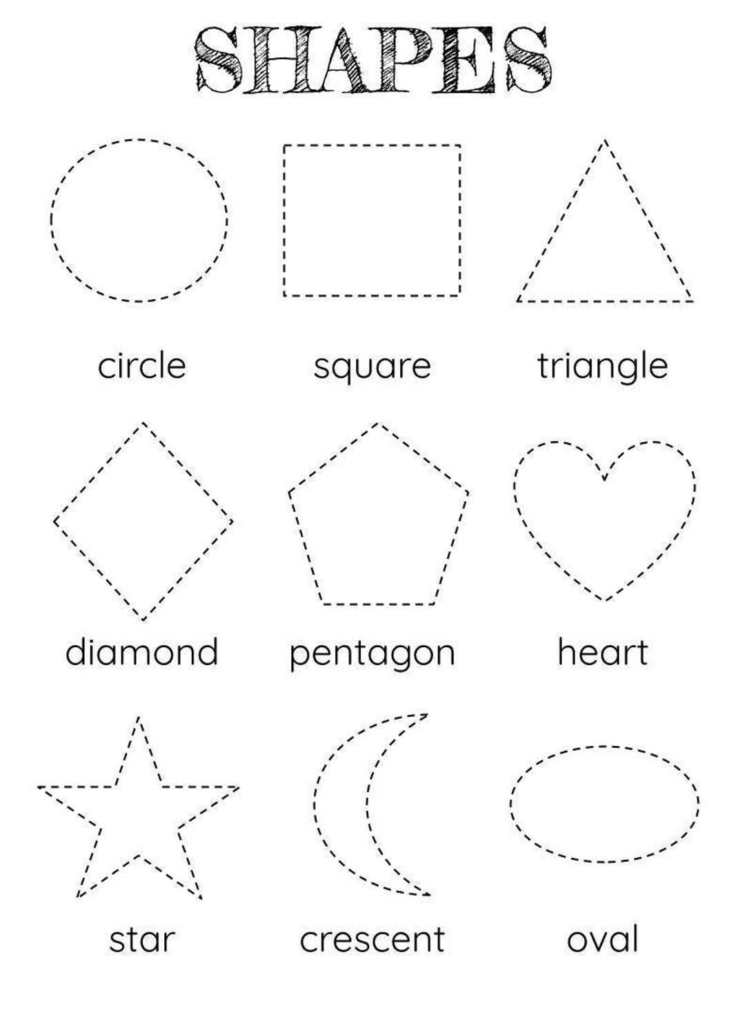 trace shapes worksheets kindergarten