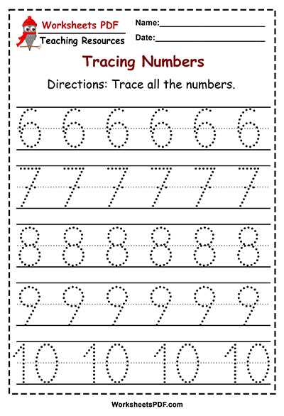 traceable numbers 1 10 worksheets
