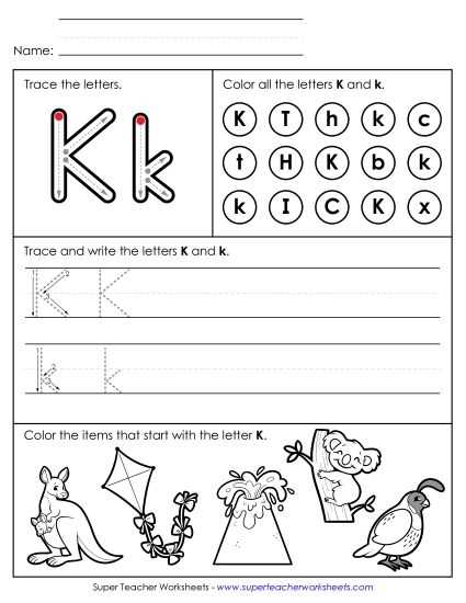tracing letter k worksheets