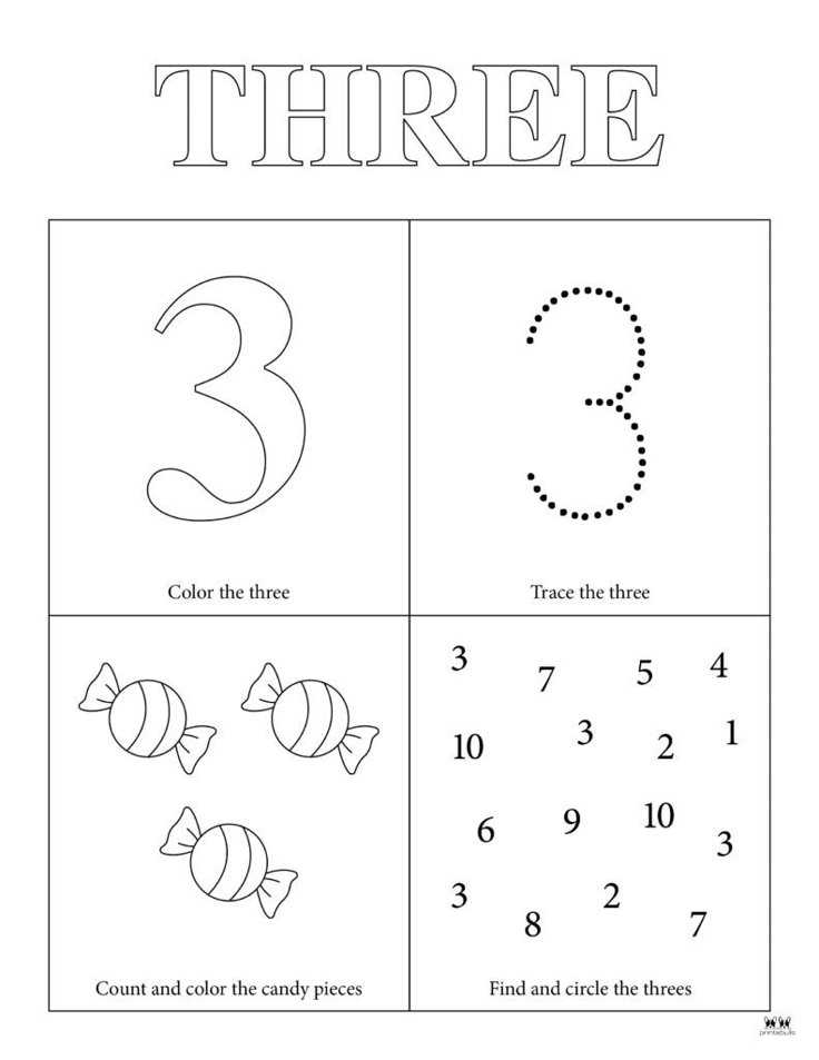 tracing number 3 worksheets
