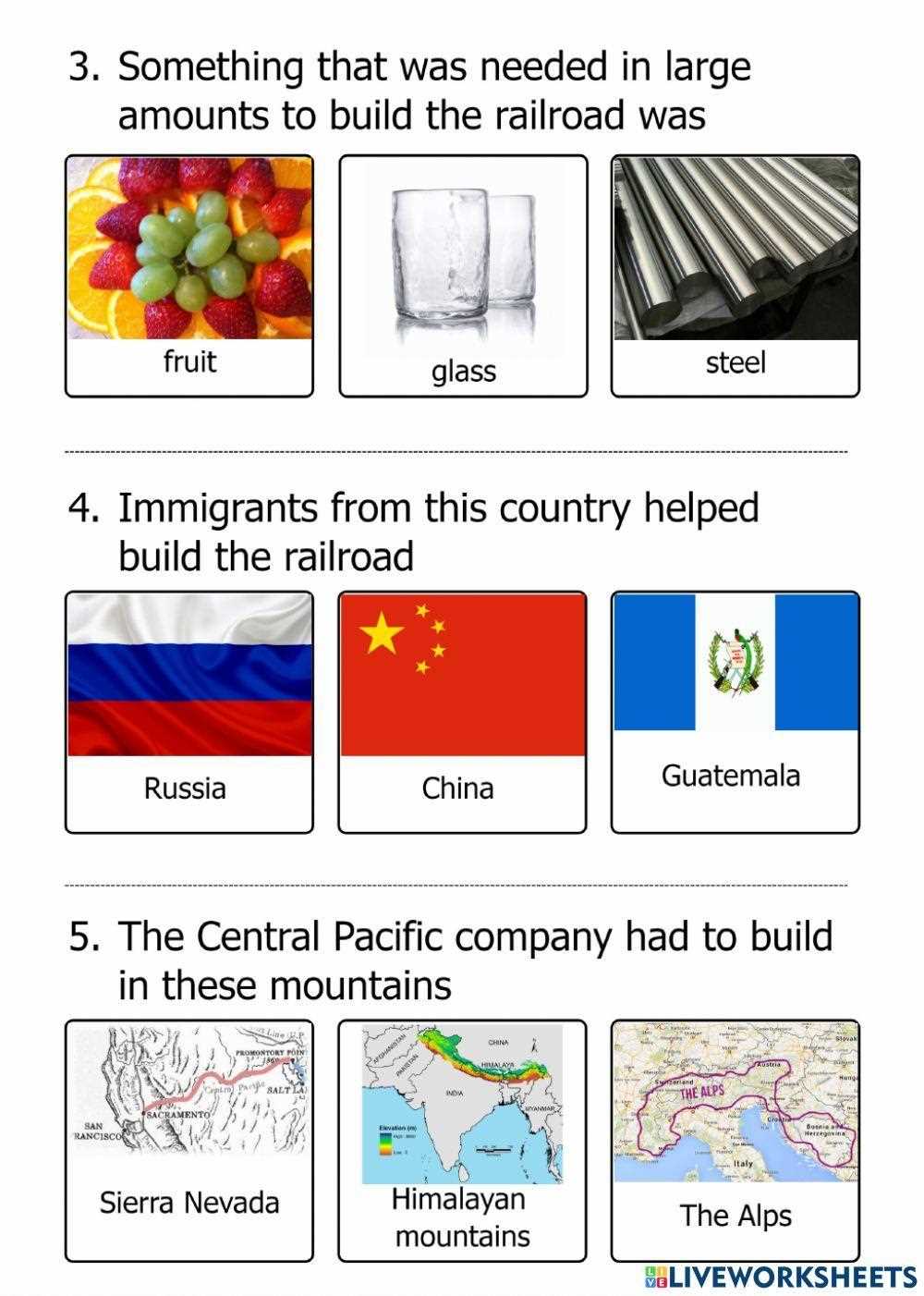transcontinental railroad worksheet