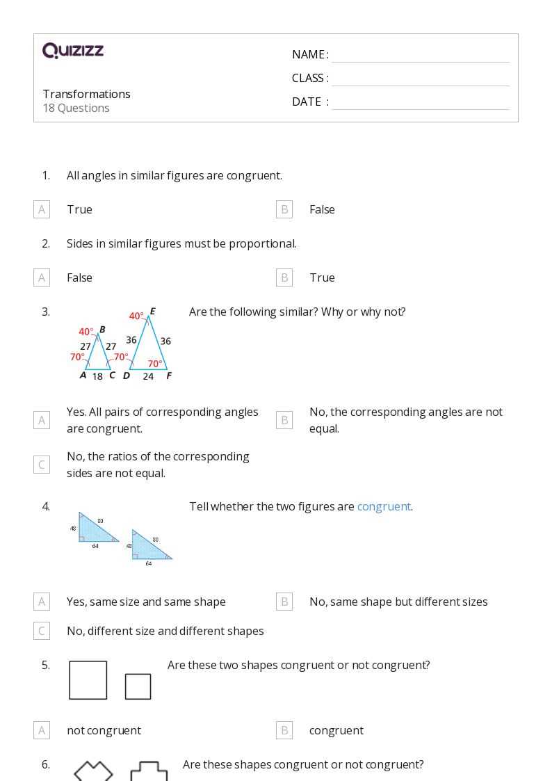 transformations and congruence worksheet