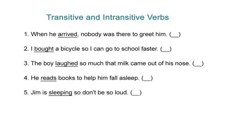 transitive intransitive worksheet