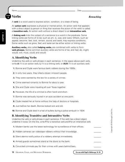 transitive intransitive worksheet