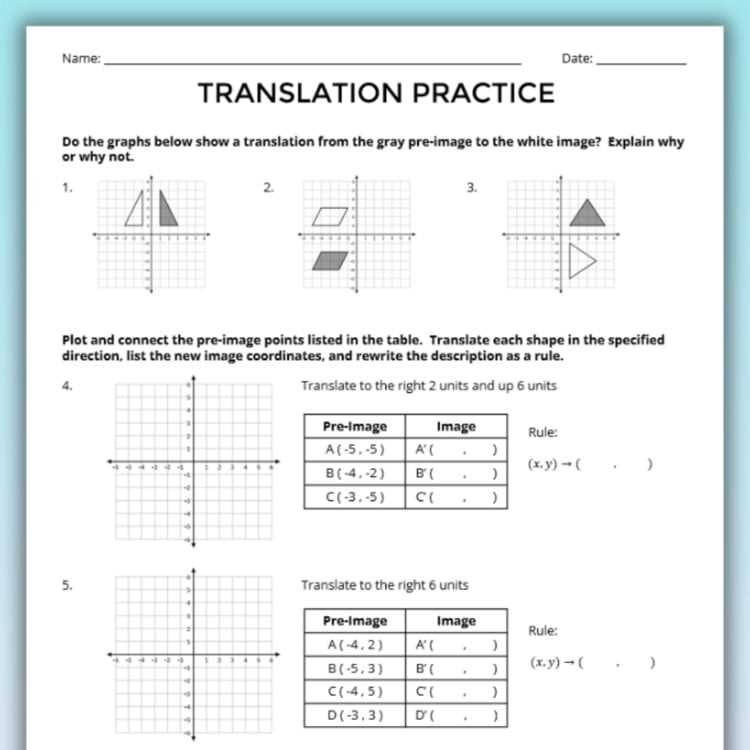 translations practice worksheet