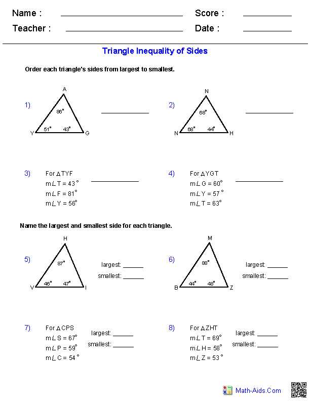 triangle exterior angle theorem worksheet