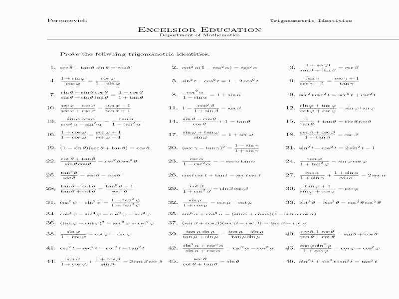 trig identity proofs worksheet