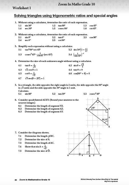 trigonometric ratios worksheet
