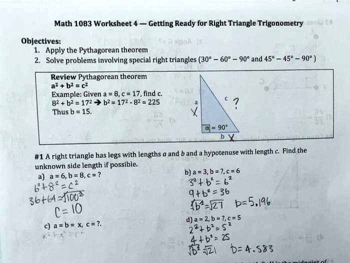 trigonometry of right triangles worksheet
