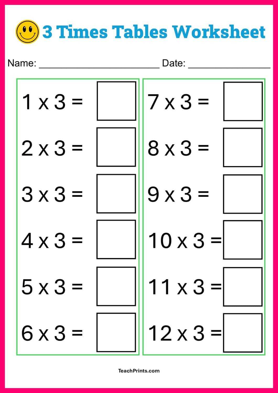 multiplication table worksheets