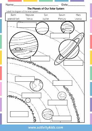 kindergarten solar system worksheets