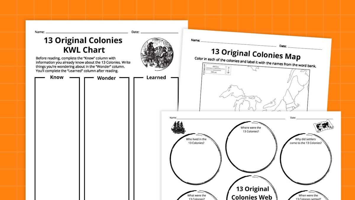 13 original colonies map worksheet