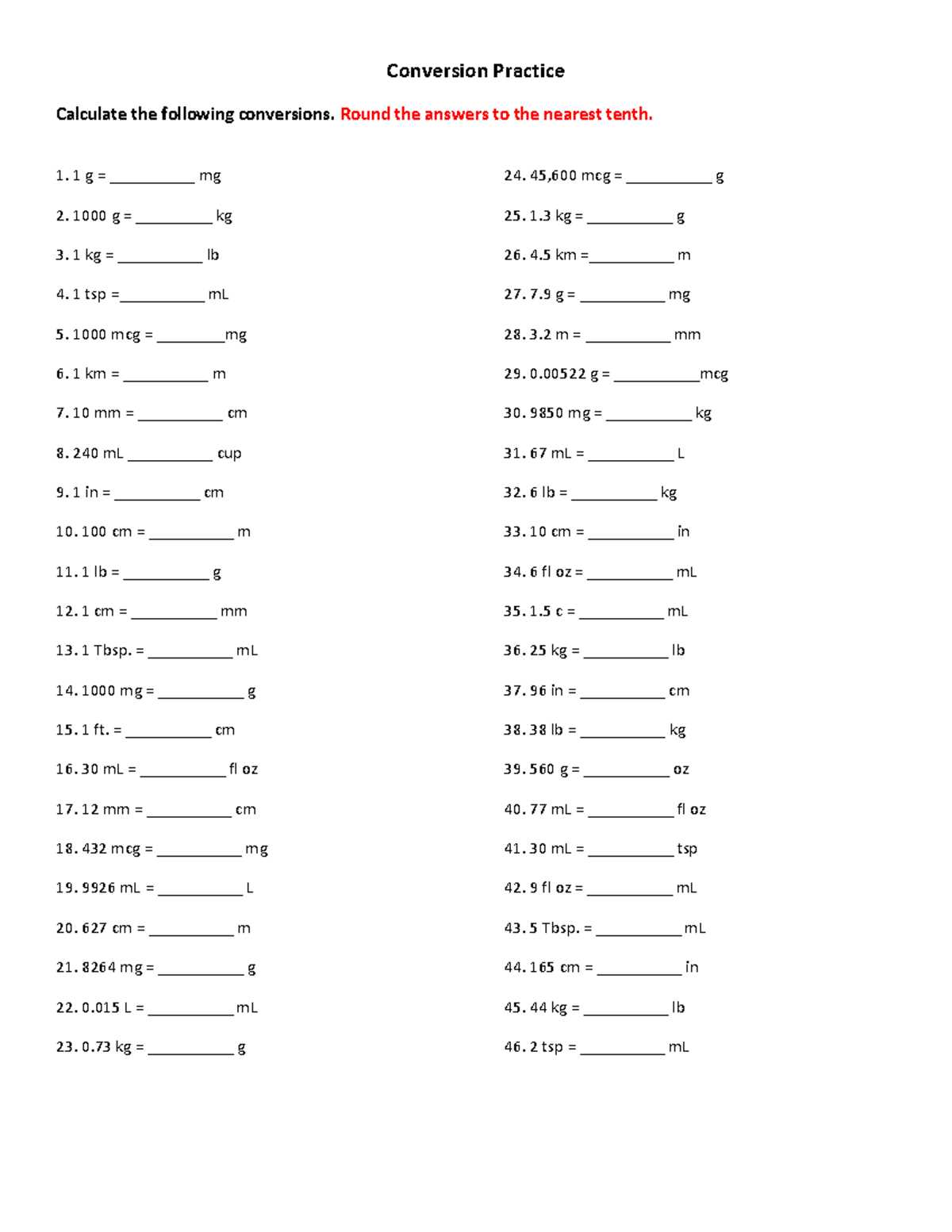 dosage calculation practice worksheets