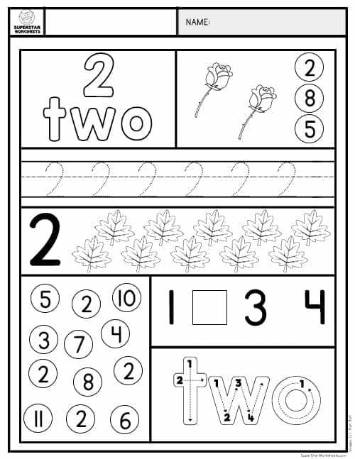 number 2 traceable worksheets