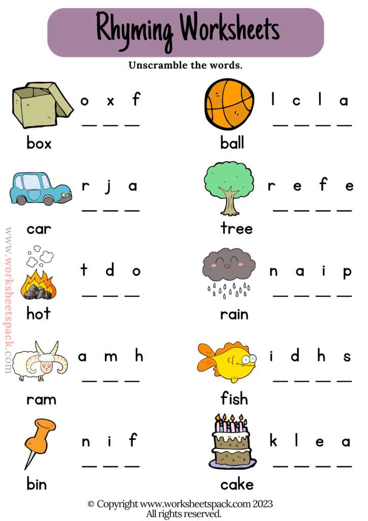 rhyming word worksheets