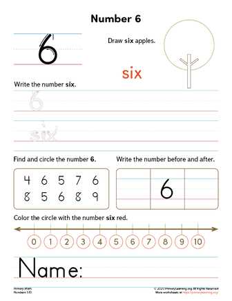 worksheet on number 6
