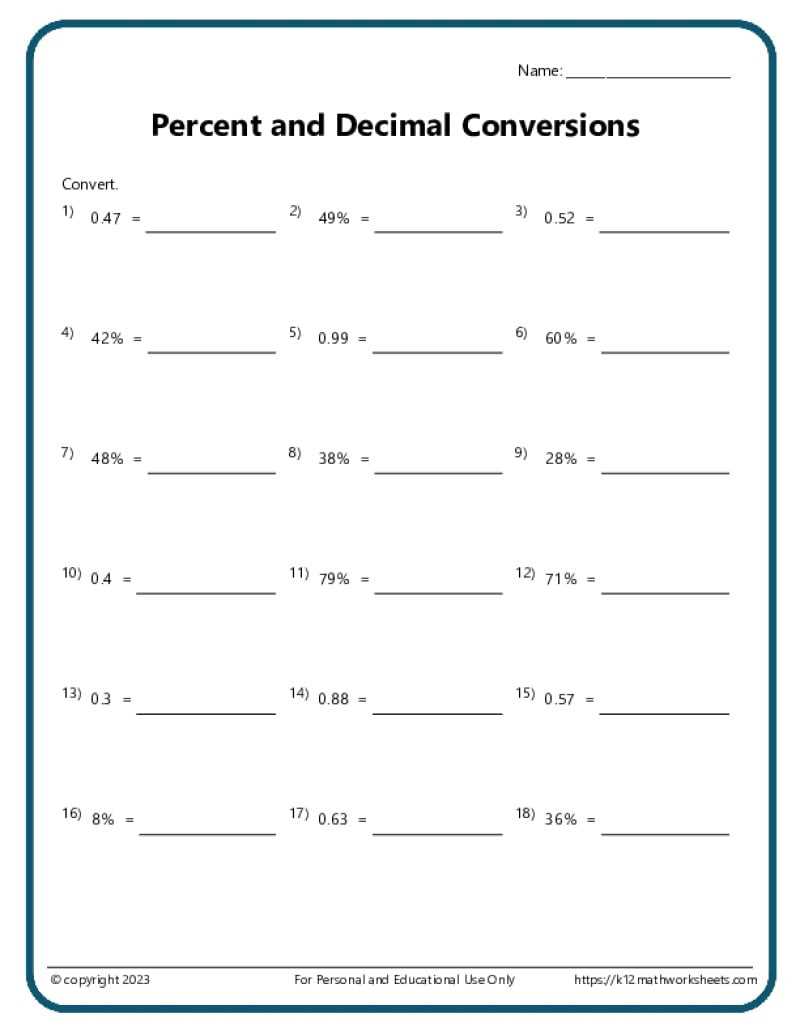 finding the percent worksheet