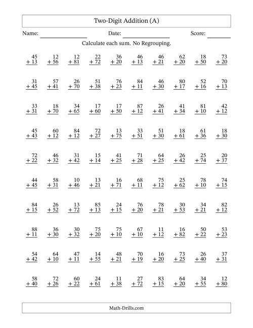 two digit addition and subtraction with regrouping worksheets