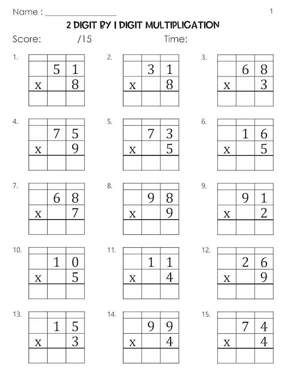 two digit multiplication worksheet
