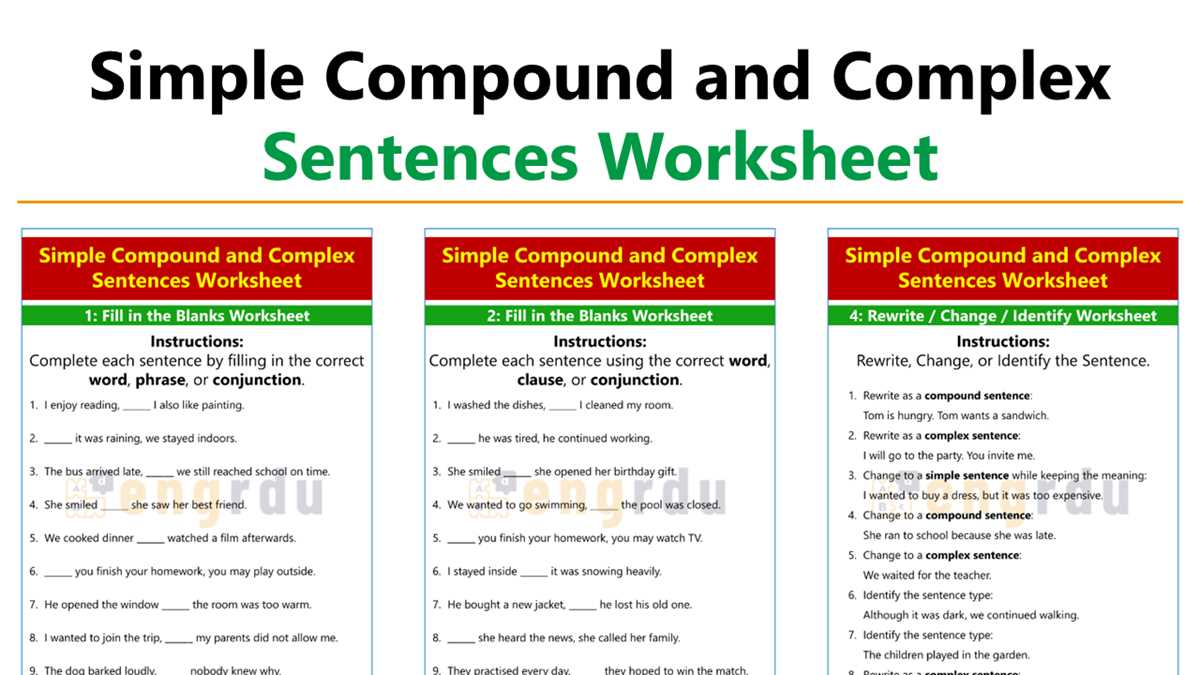 compound or complex sentence worksheet
