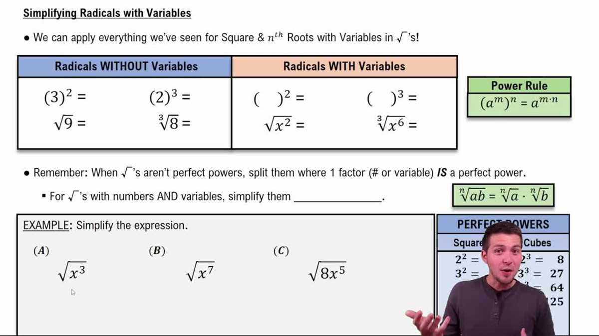 simplify radical expression worksheet