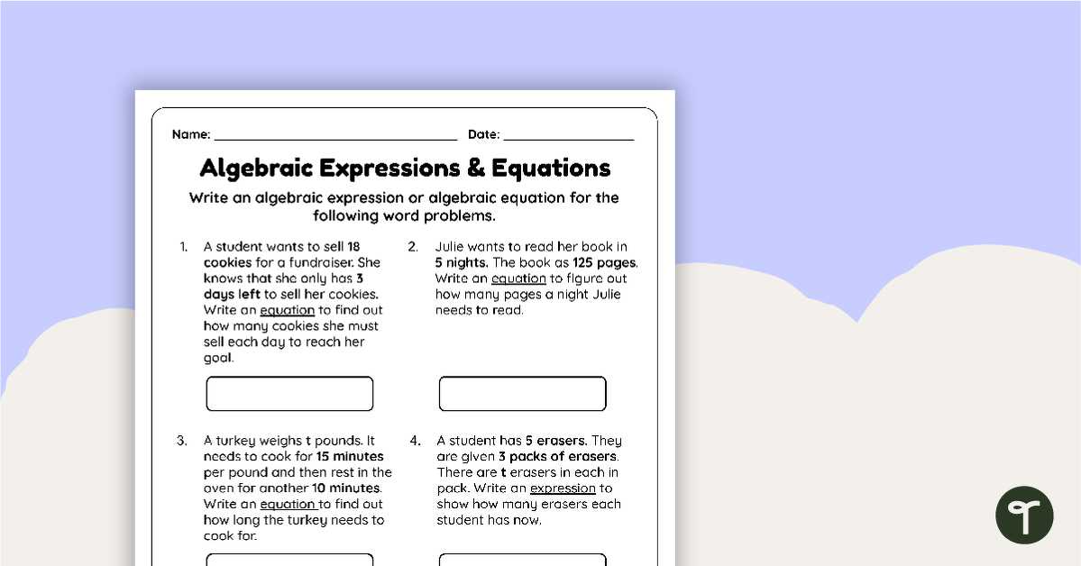writing math expressions worksheet