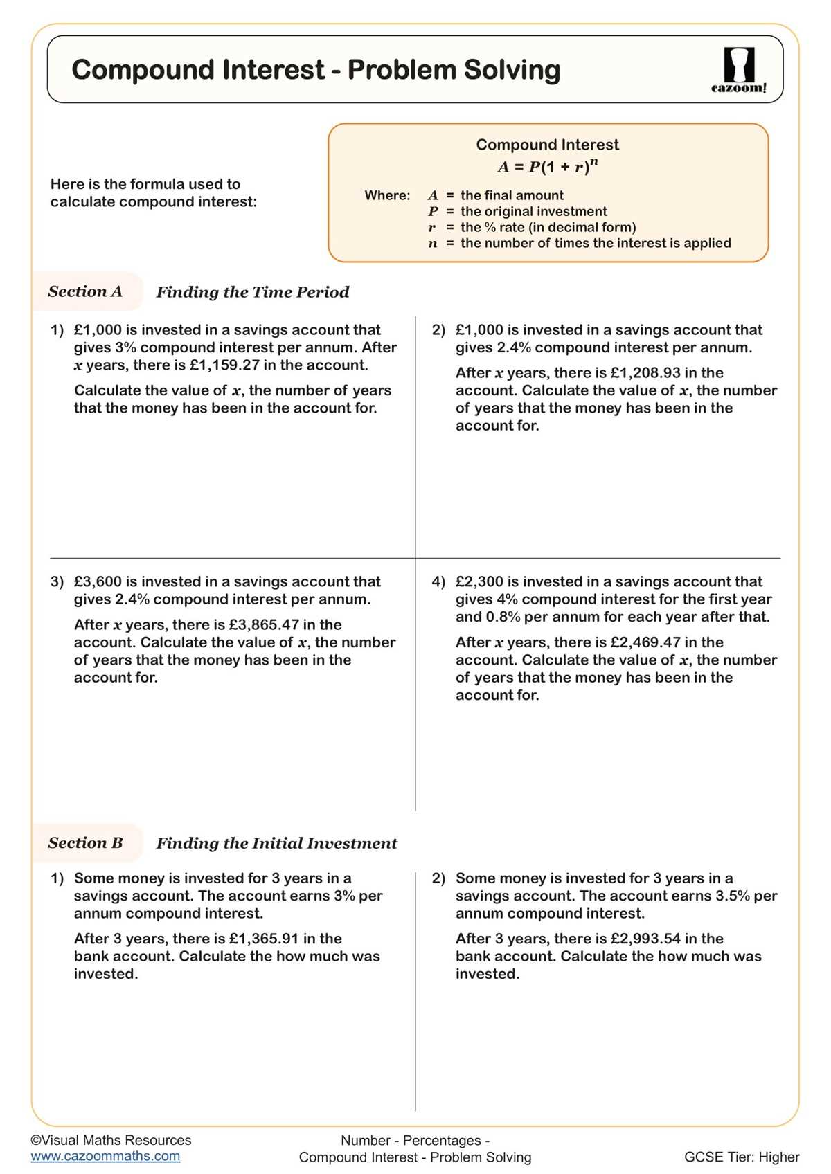 simple compound interest worksheet