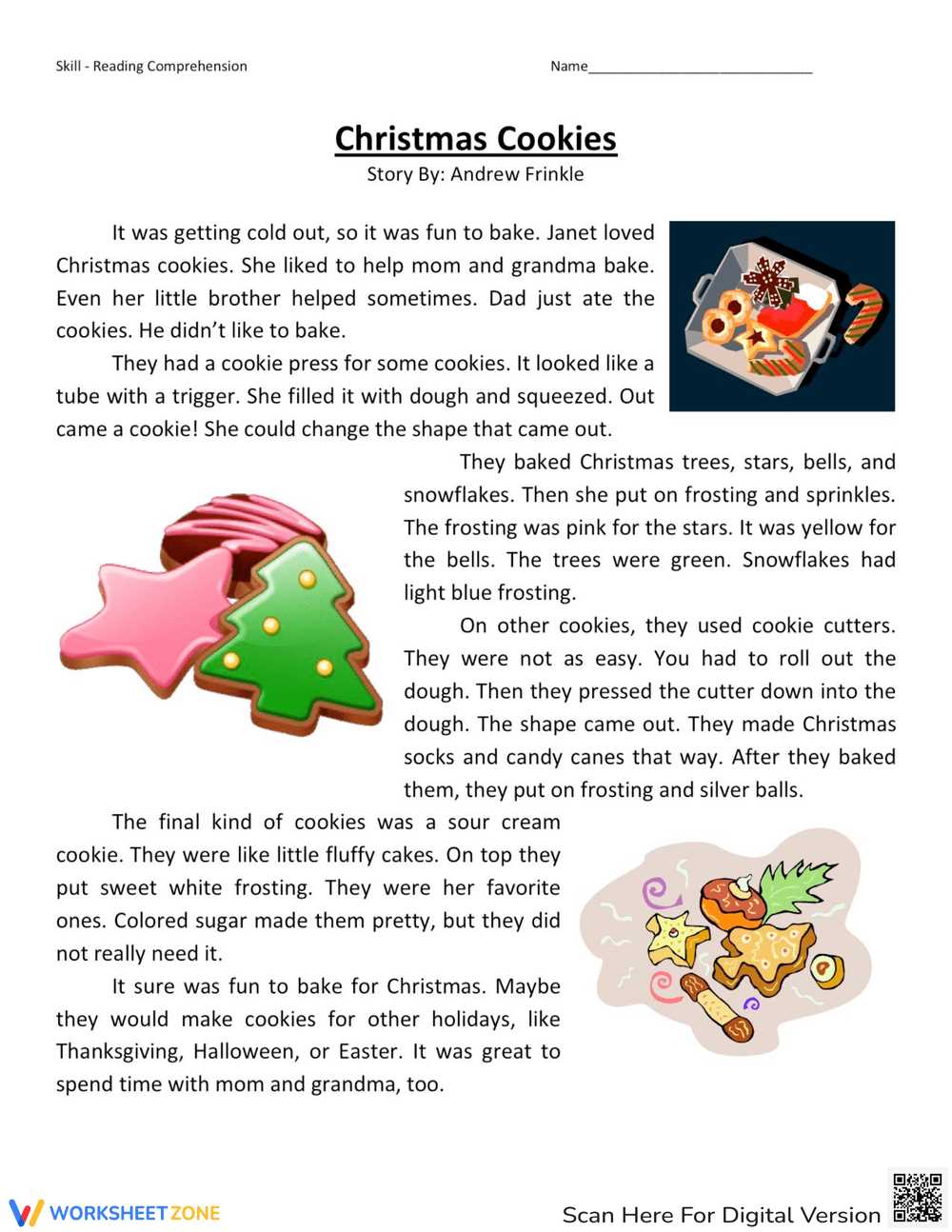 1st grade christmas reading comprehension worksheets