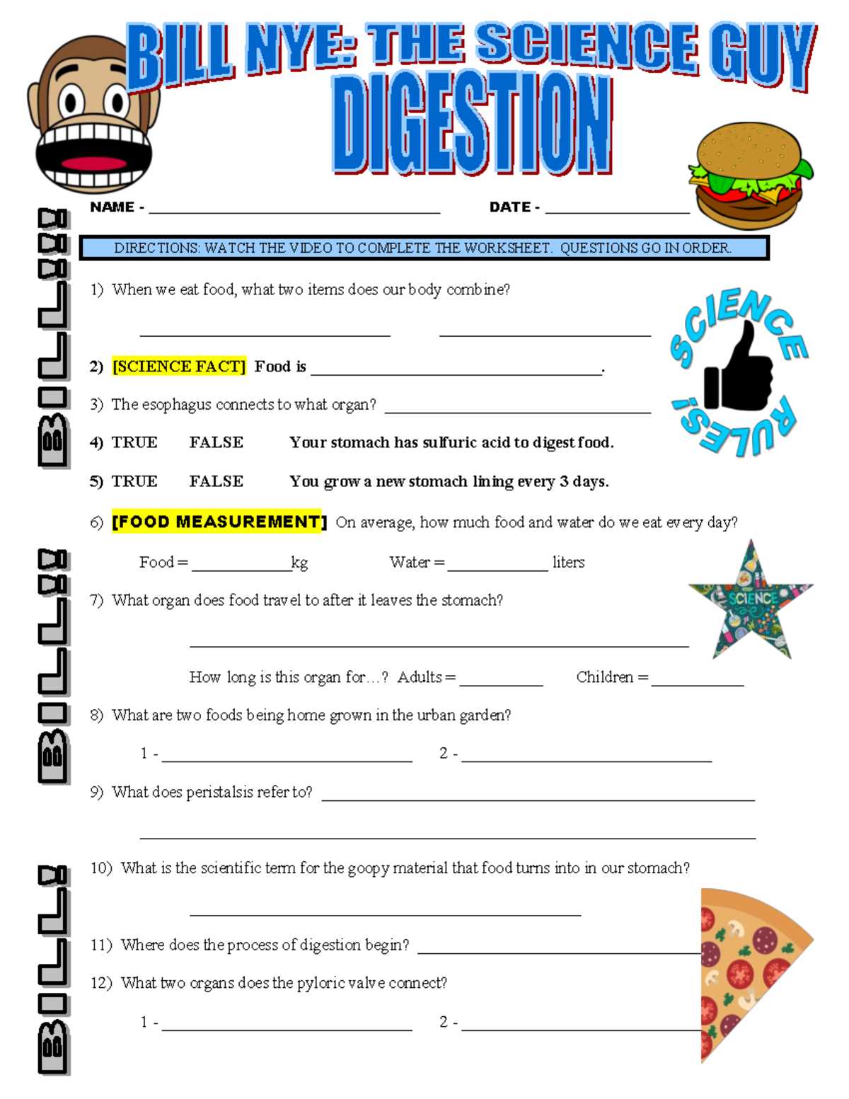 bill nye the science guy do it yourself science worksheet