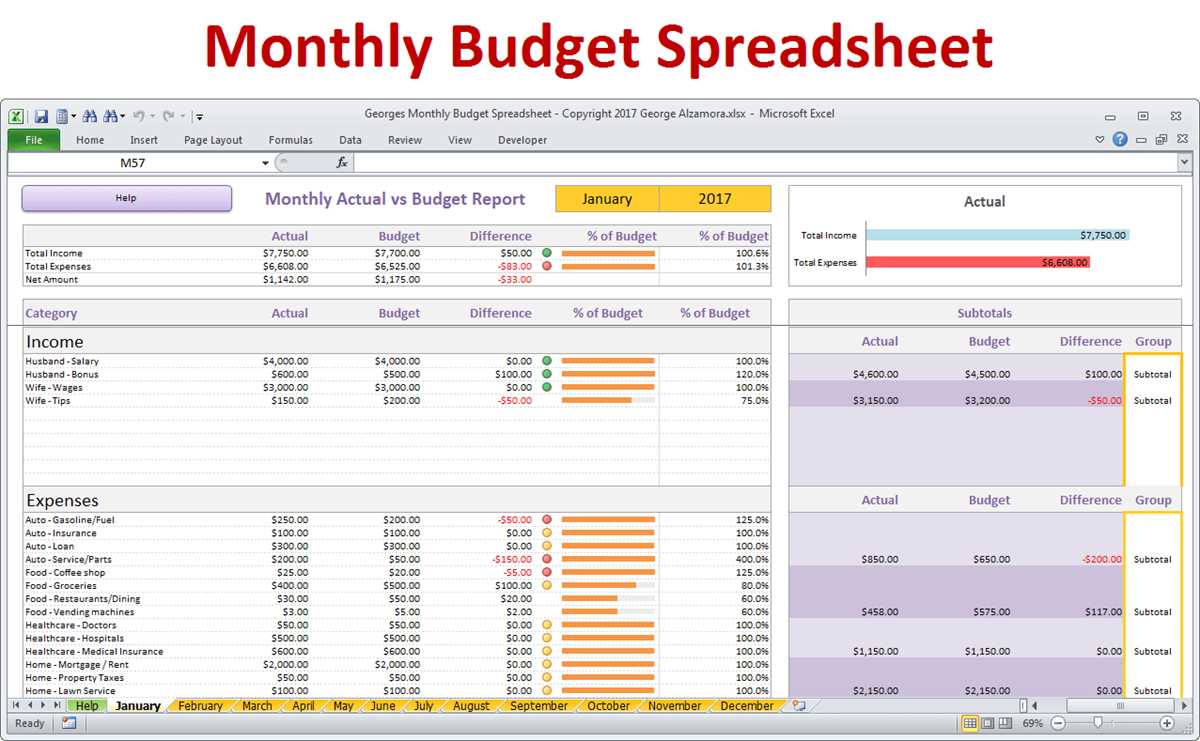 simple monthly budget worksheet